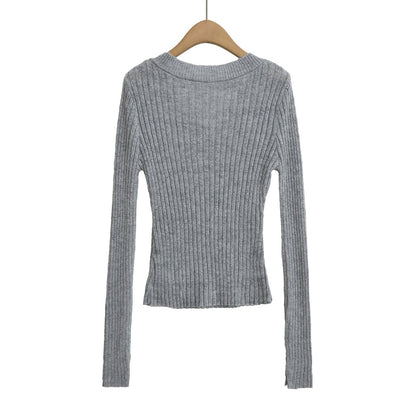V-neck long sleeved elastic slim fit headband top