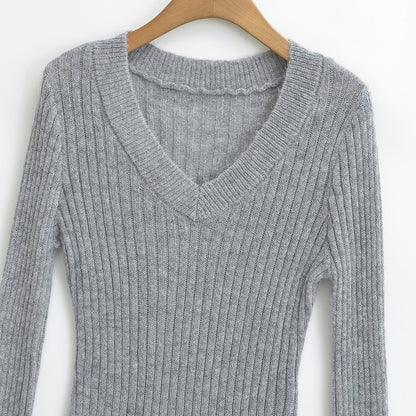 V-neck long sleeved elastic slim fit headband top