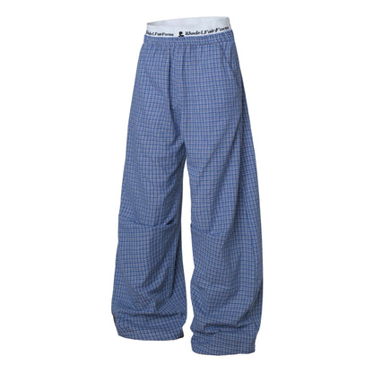 Seamless houndstooth casual loose wide-leg straight track pants
