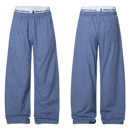 Seamless houndstooth casual loose wide-leg straight track pants
