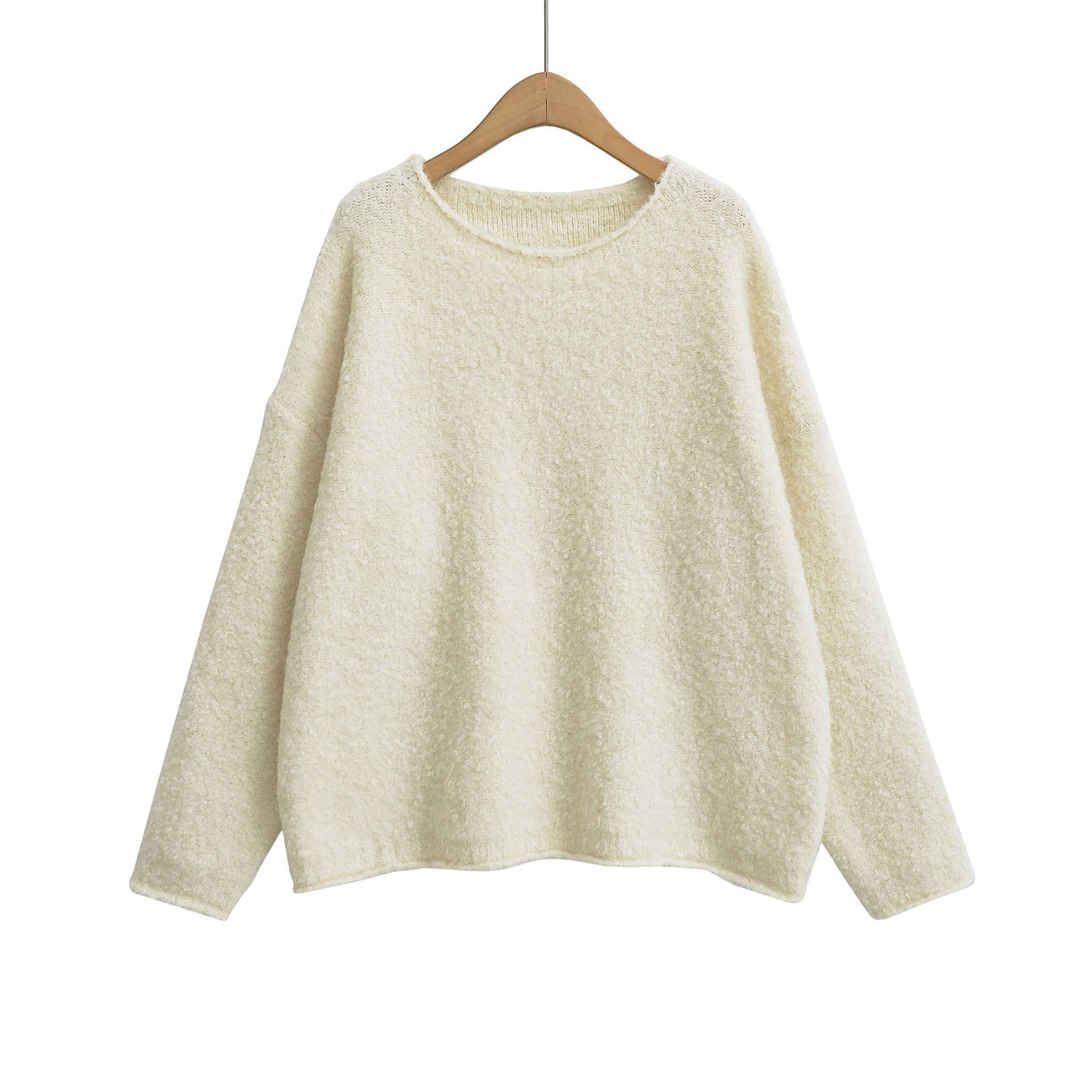 Round neck pullover loose long sleeved sweater