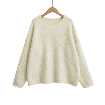 Round neck pullover loose long sleeved sweater