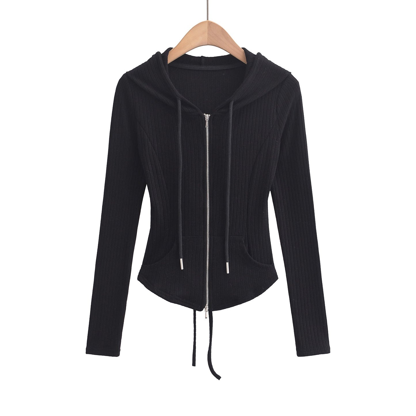 Women's Slim Fit Hooded Cardigan Top for Commuting