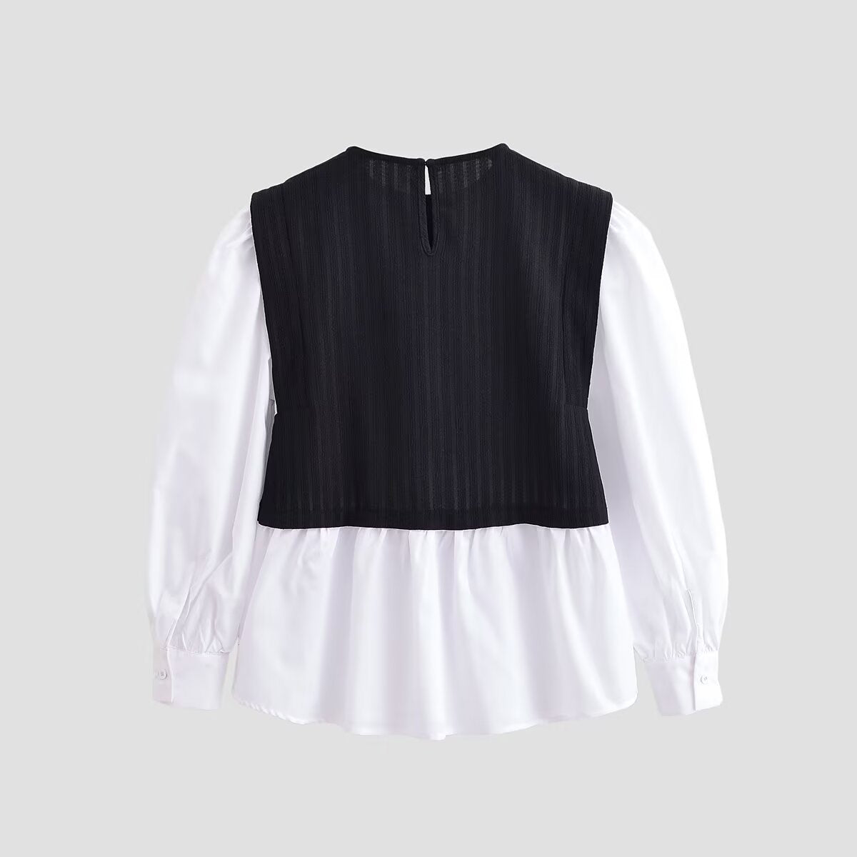 Color blocking splicing fake two-piece top