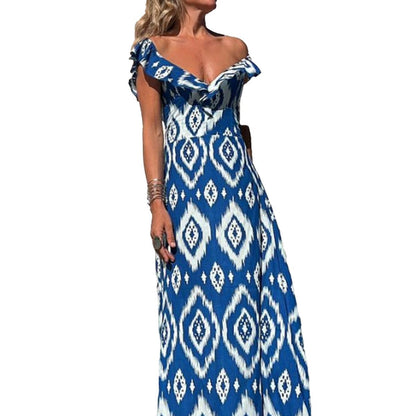 V-neck sleeveless wide-leg skirt with ruffled hem