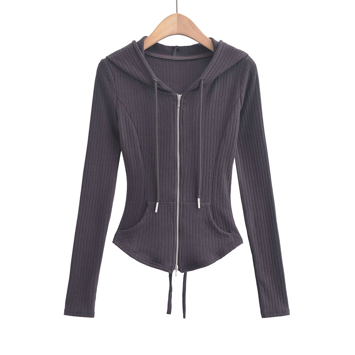 Women's Slim Fit Hooded Cardigan Top for Commuting