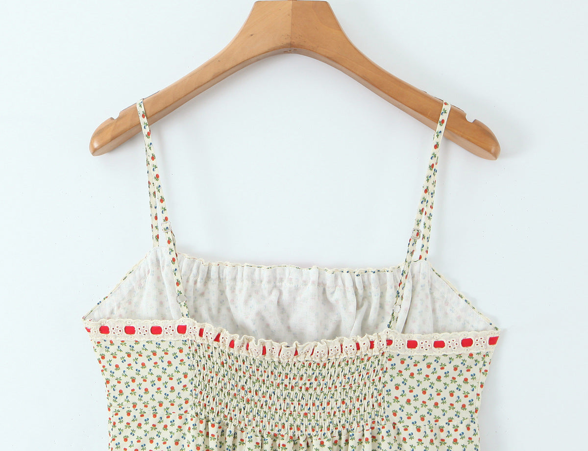 Flower-patterned sleeveless tank dress with a cute style