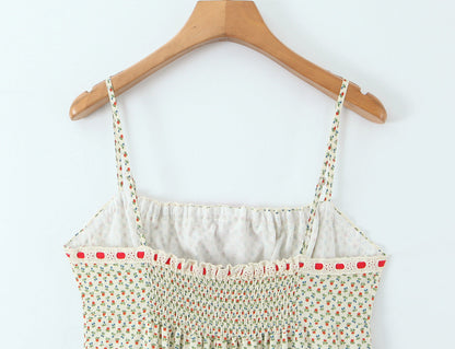 Flower-patterned sleeveless tank dress with a cute style