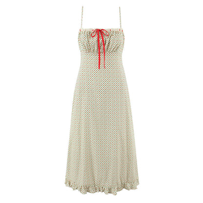 Flower-patterned sleeveless tank dress with a cute style