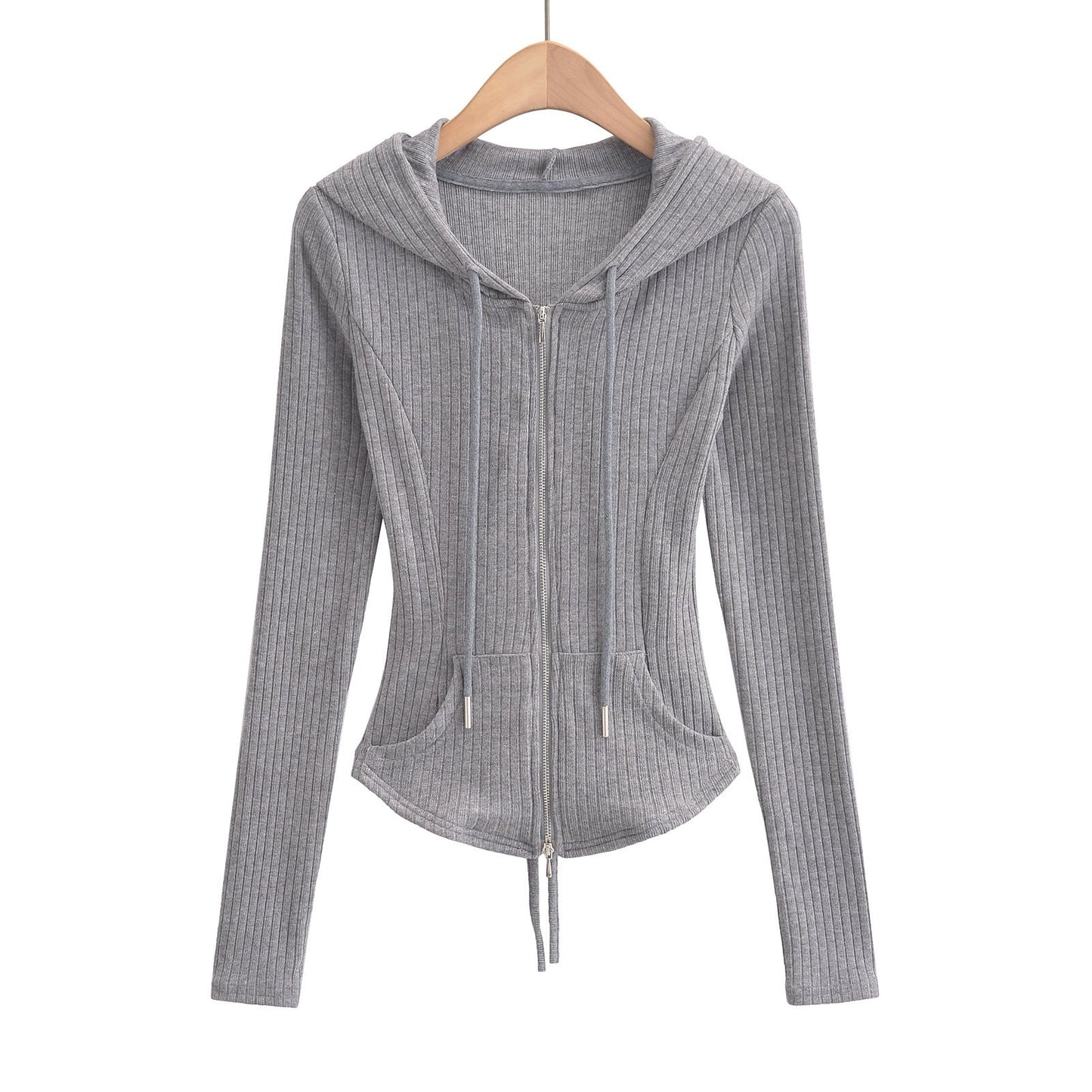 Women's Slim Fit Hooded Cardigan Top for Commuting