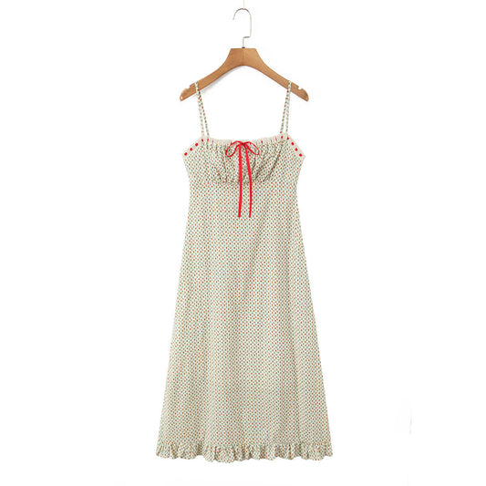 Flower-patterned sleeveless tank dress with a cute style