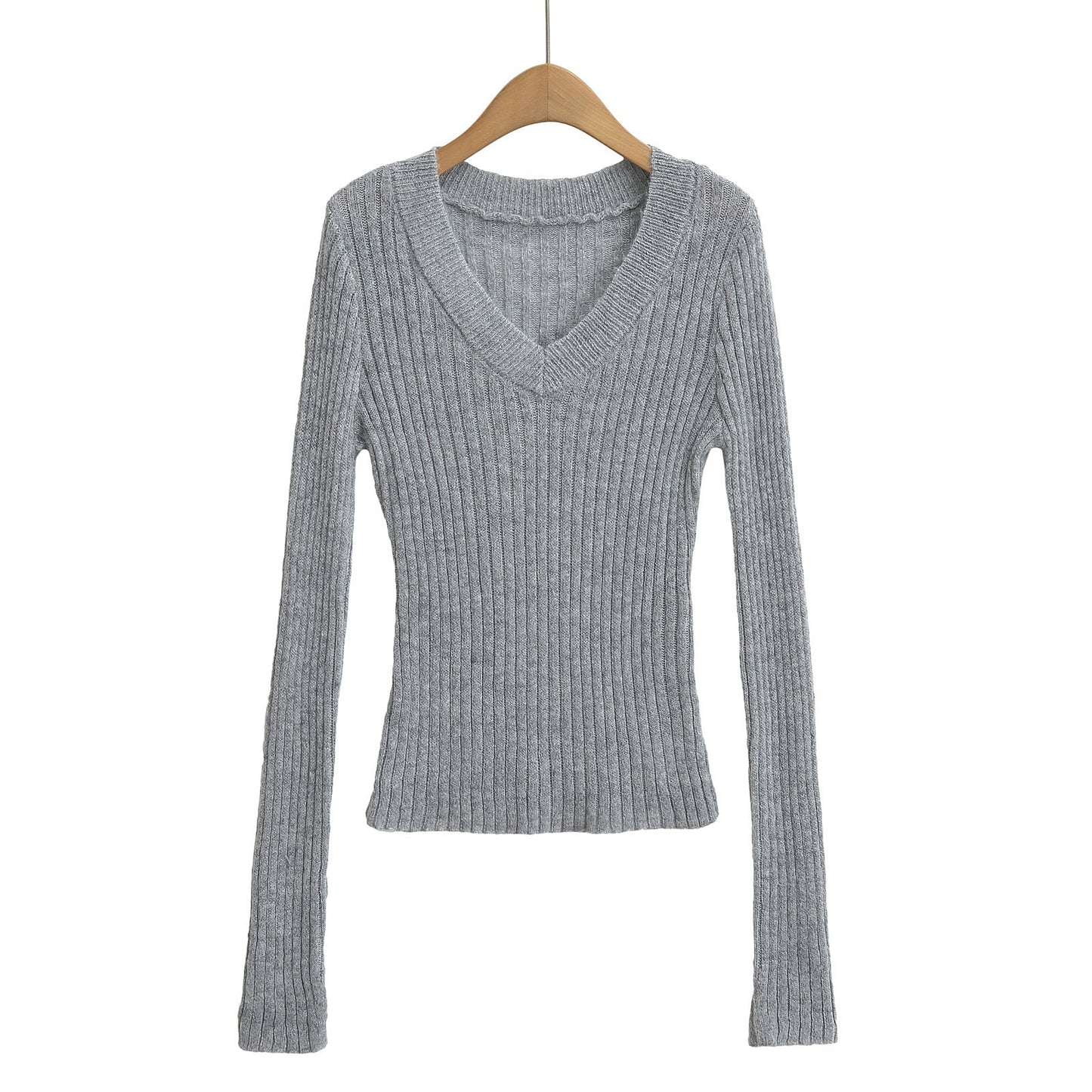 V-neck long sleeved elastic slim fit headband top