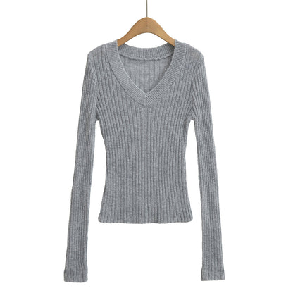 V-neck long sleeved elastic slim fit headband top