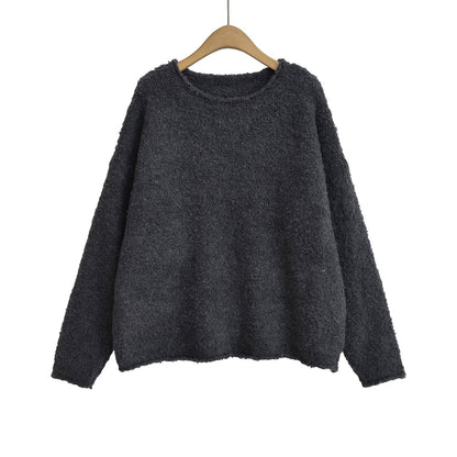 Round neck pullover loose long sleeved sweater