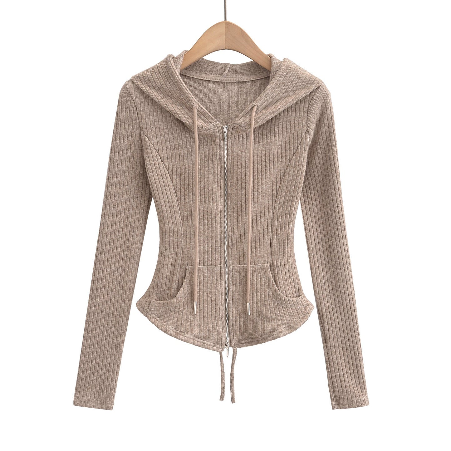 Women's Slim Fit Hooded Cardigan Top for Commuting