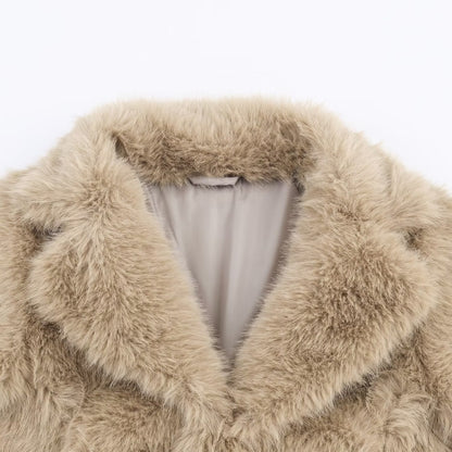 Fashion Short Faux Fur Coat Women Casual Warm Fluffy Outerwear